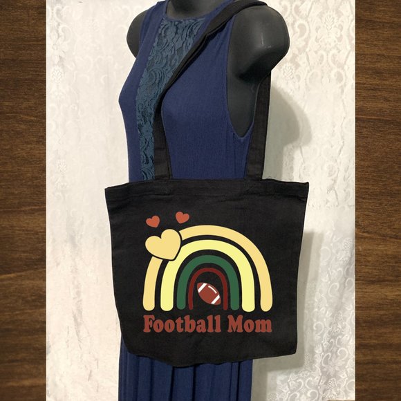 Football MOM Double Strap Shoulder Cotton Canvas Tote Bag - Picture 1 of 2